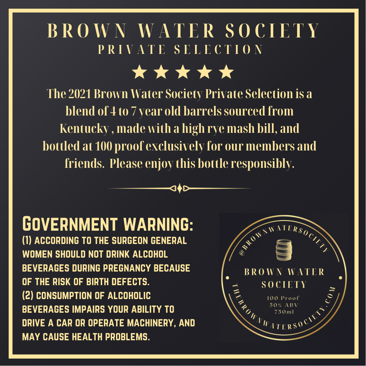 Brown Water Society - 2021 Private Selection Bourbon